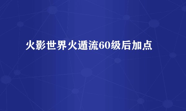 火影世界火遁流60级后加点