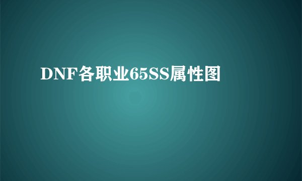 DNF各职业65SS属性图