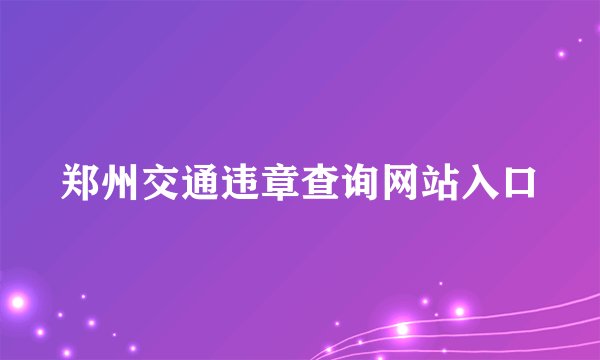 郑州交通违章查询网站入口