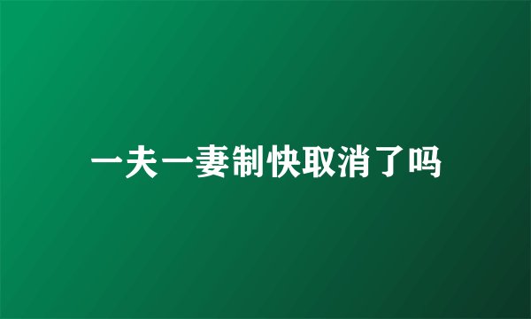 一夫一妻制快取消了吗
