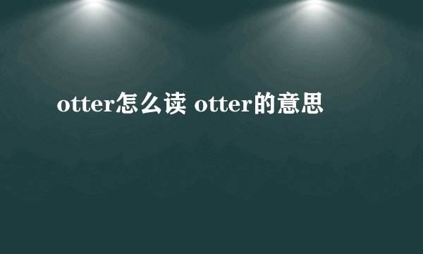 otter怎么读 otter的意思