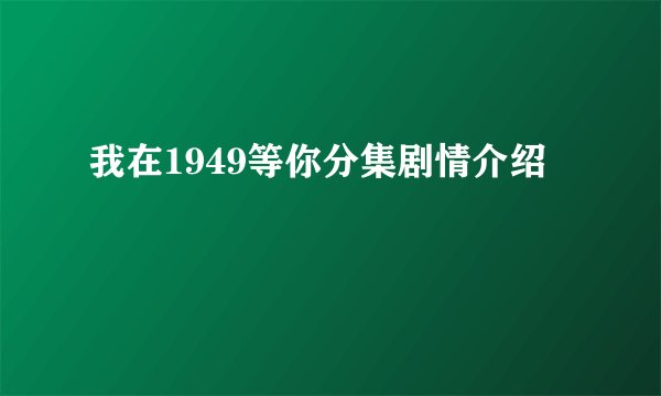 我在1949等你分集剧情介绍