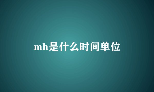 mh是什么时间单位