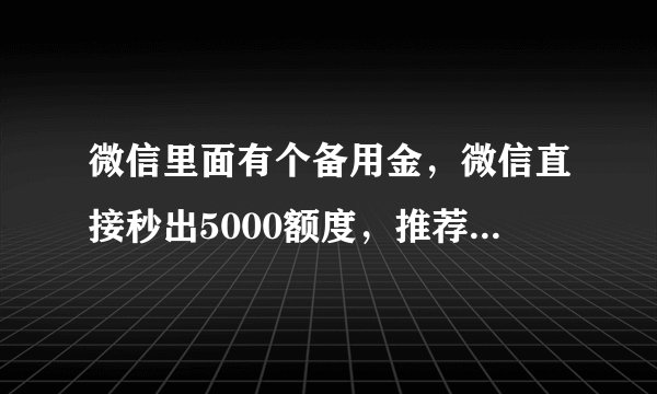 微信里面有个备用金，微信直接秒出5000额度，推荐一个不被拒的贷款