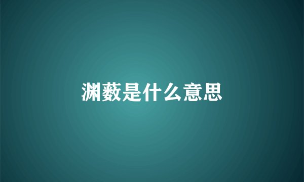 渊薮是什么意思