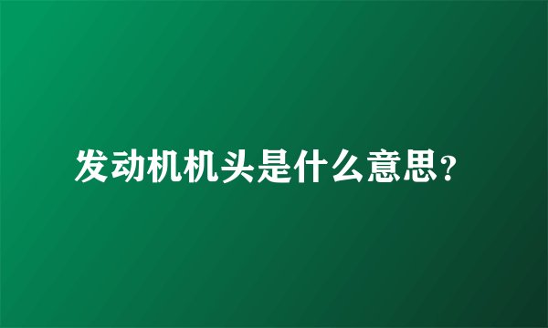 发动机机头是什么意思?
