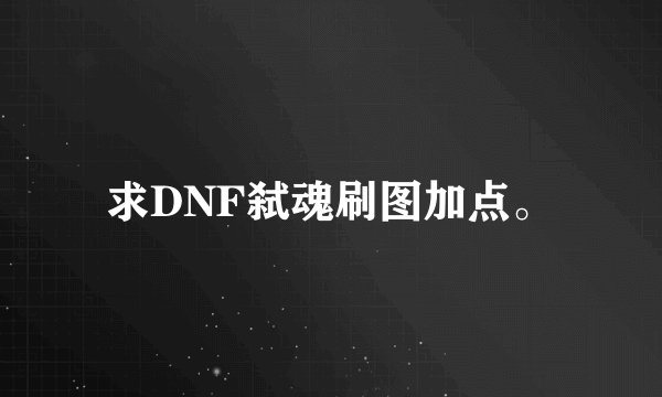 求DNF弑魂刷图加点。
