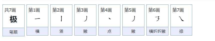 极的笔顺笔画顺序表