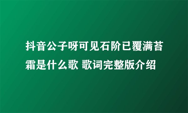 抖音公子呀可见石阶已覆满苔霜是什么歌 歌词完整版介绍