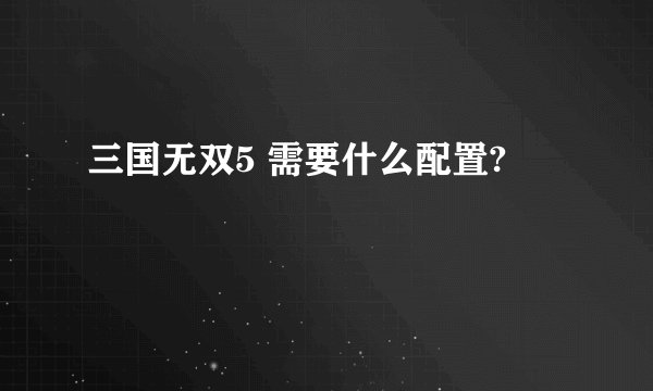 三国无双5 需要什么配置?
