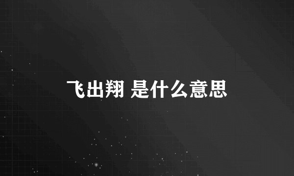 飞出翔 是什么意思