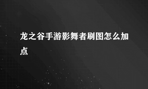 龙之谷手游影舞者刷图怎么加点