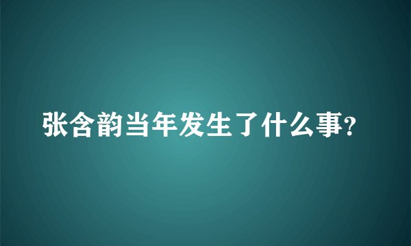 张含韵当年发生了什么事？