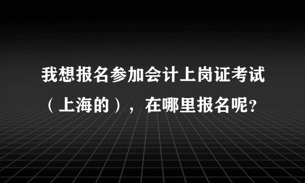 我想报名参加会计上岗证考试（上海的），在哪里报名呢？