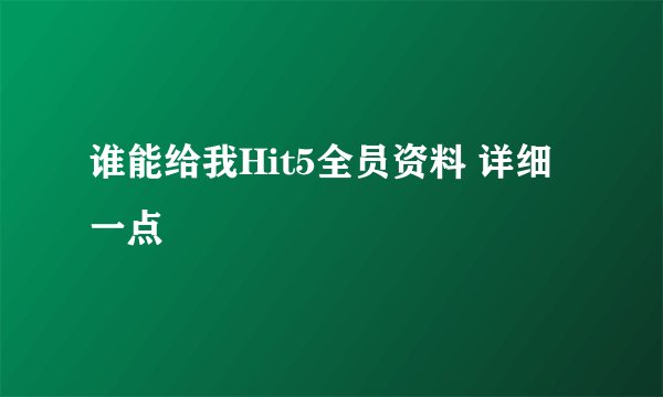 谁能给我Hit5全员资料 详细一点