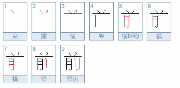前字的田字格写法和笔画图示