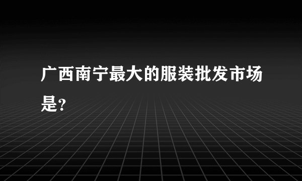 广西南宁最大的服装批发市场是？