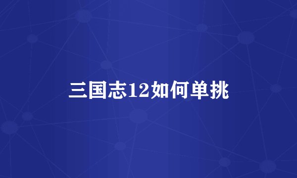三国志12如何单挑