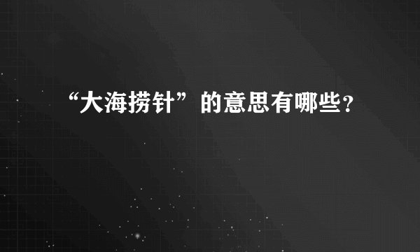 “大海捞针”的意思有哪些？