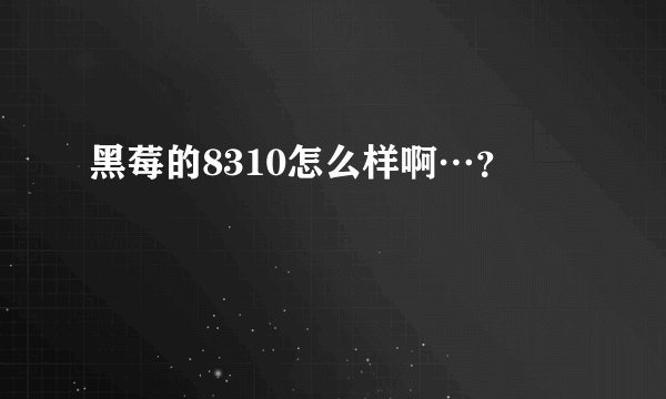 黑莓的8310怎么样啊…？