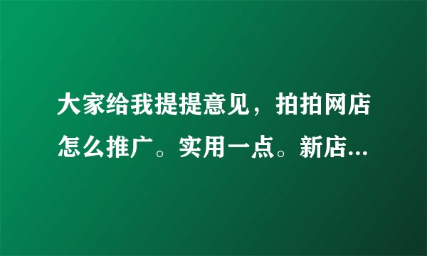 大家给我提提意见，拍拍网店怎么推广。实用一点。新店怎么推广？