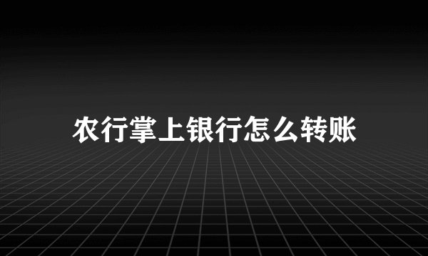农行掌上银行怎么转账