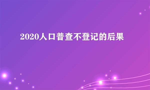 2020人口普查不登记的后果