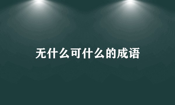 无什么可什么的成语