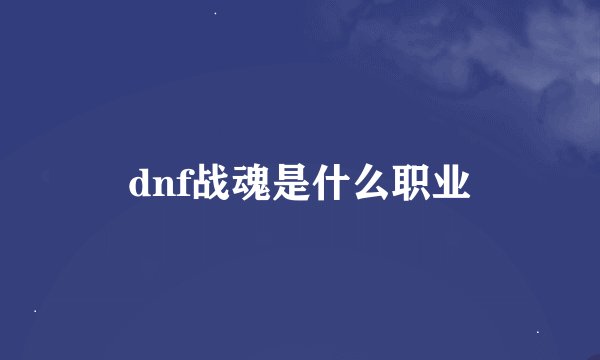 dnf战魂是什么职业