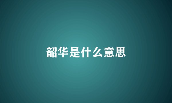 韶华是什么意思