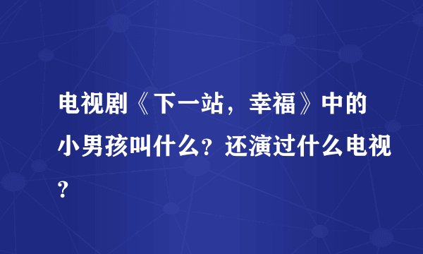 电视剧《下一站，幸福》中的小男孩叫什么？还演过什么电视？