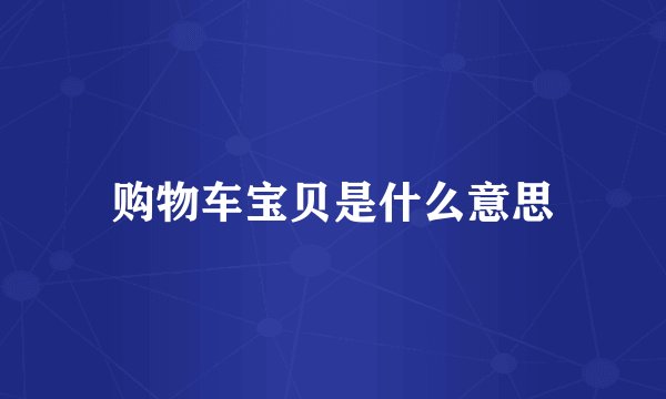 购物车宝贝是什么意思