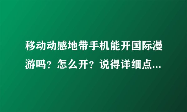 移动动感地带手机能开国际漫游吗？怎么开？说得详细点，谢谢…