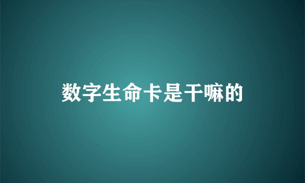 数字生命卡是干嘛的