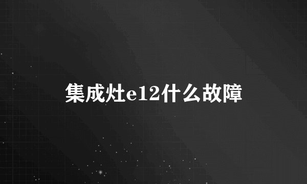 集成灶e12什么故障