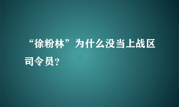 “徐粉林”为什么没当上战区司令员？