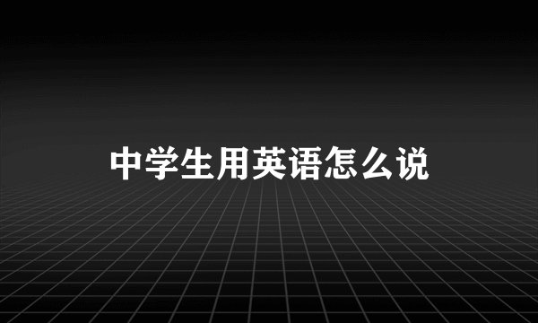 中学生用英语怎么说