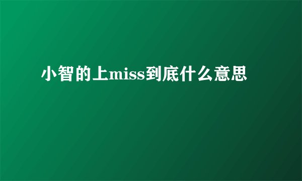 小智的上miss到底什么意思