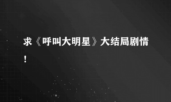 求《呼叫大明星》大结局剧情！