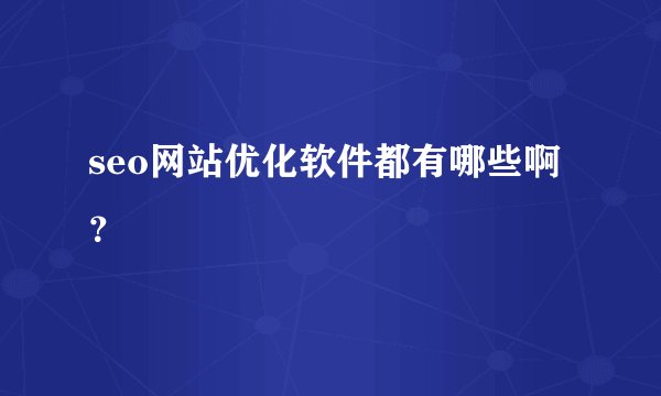seo网站优化软件都有哪些啊？
