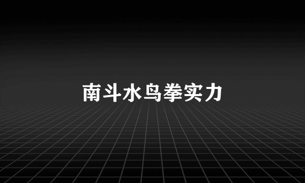 南斗水鸟拳实力