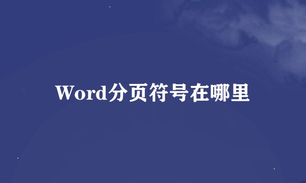Word分页符号在哪里