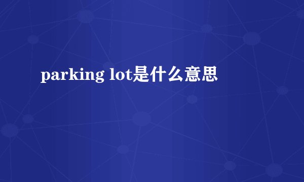 parking lot是什么意思