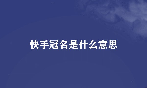 快手冠名是什么意思