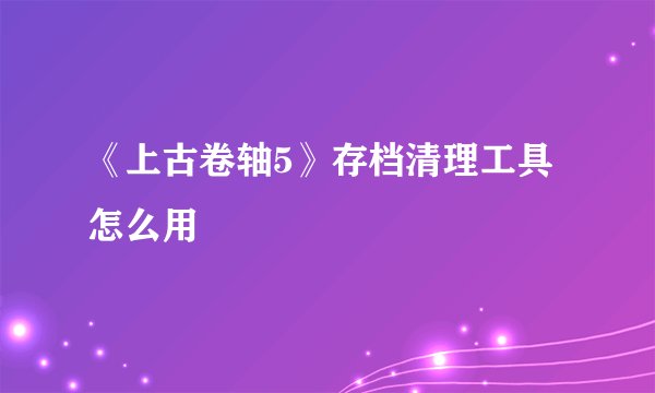 《上古卷轴5》存档清理工具怎么用