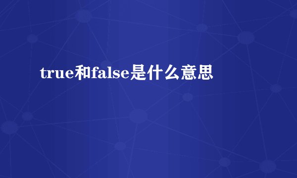 true和false是什么意思