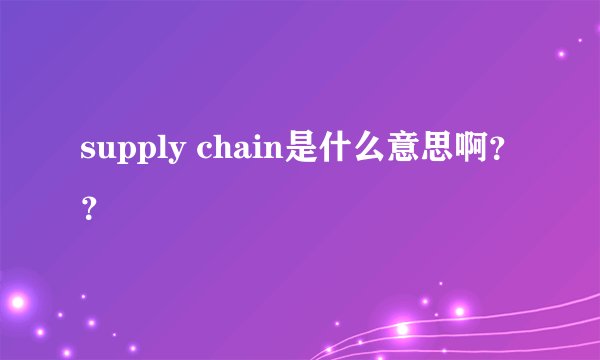 supply chain是什么意思啊？？