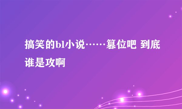 搞笑的bl小说……篡位吧 到底谁是攻啊