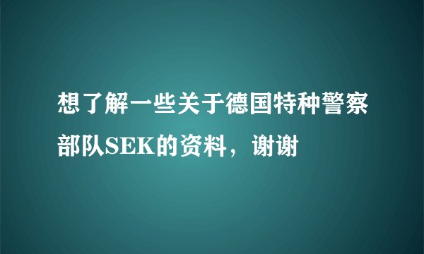 想了解一些关于德国特种警察部队SEK的资料，谢谢