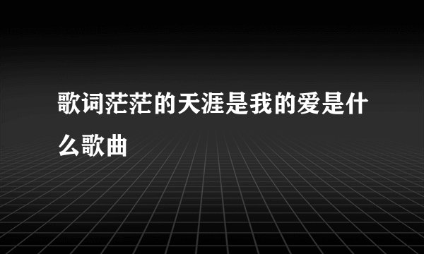歌词茫茫的天涯是我的爱是什么歌曲